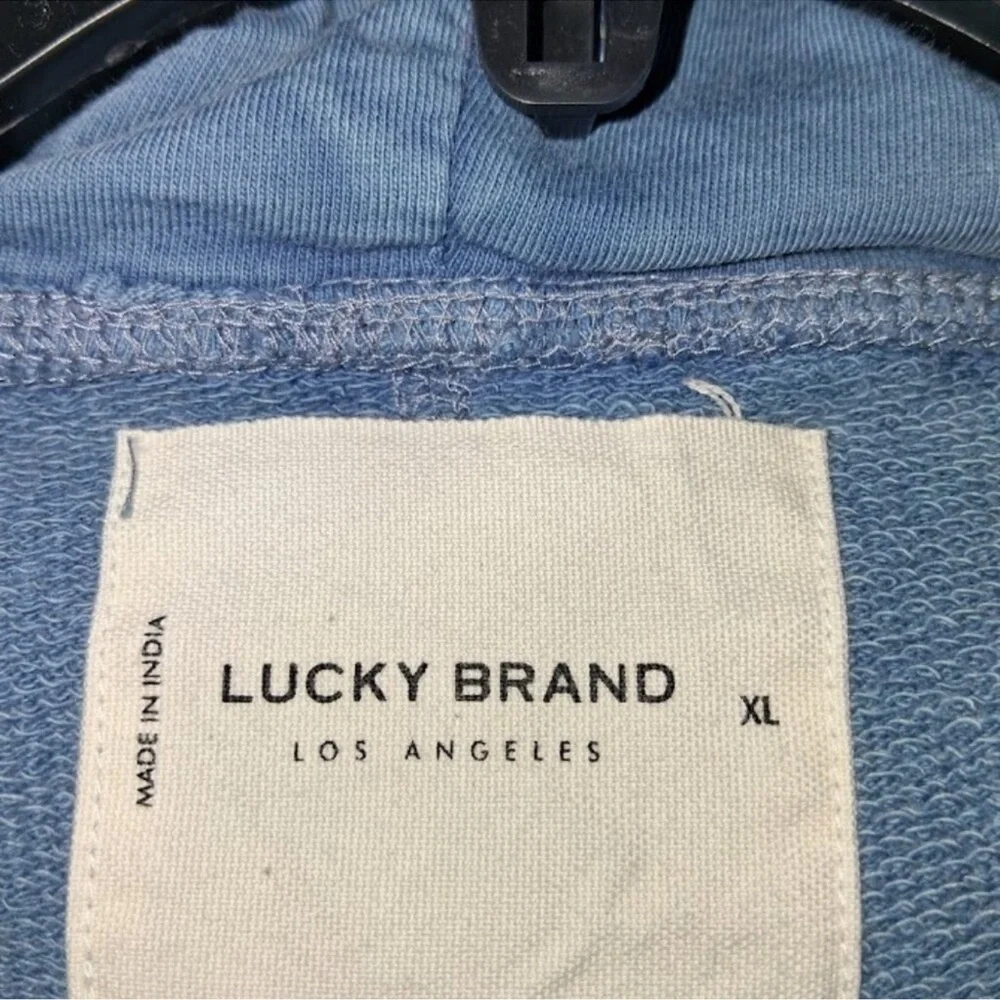 Lucky Brand faded wash Blue Patchwork Floral crop cottagecore sweatshirt Hoodie - Picture 5 of 7